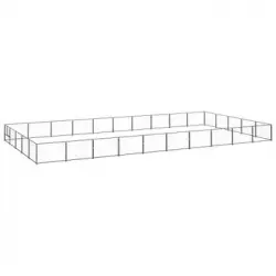 Perrera Exterior | Jaula Para Perro | Parque Para Mascotas Acero 50 M² Negra Cfw783674