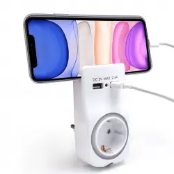 Welly Enjoy IT WY13030 Adaptador de Corriente con Soporte 2 Puertos USB Blanco