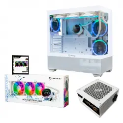 Caja Atx Revelat White + Fuente Atilius 750w 80 + Kit 3 Ventiladores Argb Candy 30 + Aquastorm 360