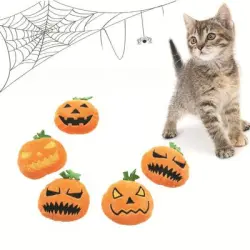 IntiMeg Oso de peluche de calabaza de Halloween para gatos - 5 piezas