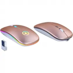 Kinsi A2 Ratón Silencioso Iluminado RGB Recargable Rosa