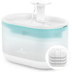 MCBOSON Fuente de agua con forma de gato silencioso - Fuente de agua + 4 elementos filtrantes + 4 almohadillas filtrantes