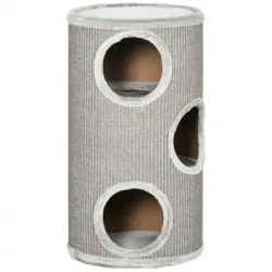 Barril Rascador De Aglomerado De Madera Ø38x70 Cm-pawhut. Gris Claro