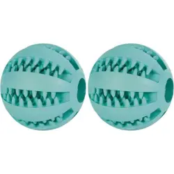 HausPets Pelota de béisbol verde menta – Caucho natural 7 cm - Juego de 2 bolas de color menta