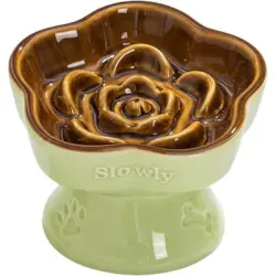 UAMLY Comedero para gatos con forma de flor de Slow Food - Verde