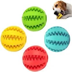 HausPets Juego de 4 pelotas perros, 5 cm – Cuidado dental – Perro pequeño - Verde, rojo, azul, amarillo