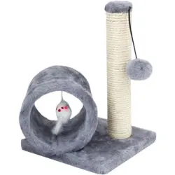 HausPets Pequeño gato trepador de sisal, columna divertida, rascador, gris - Gris