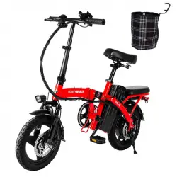 Honey Whale S6-s Bicicleta Eléctrica Motor 350W Autonomía 40km Frenos De Disco Rojo