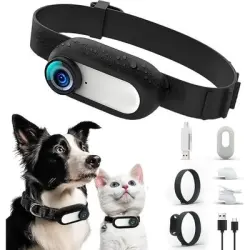 MCBOSON Collar con cámara HD 1080p para gatos y perros - 1 artículo
