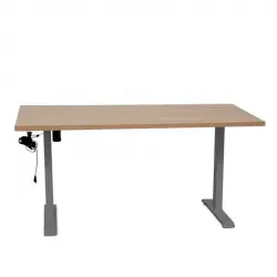 Mesa Elevable Eléctrica Nogal 160x80 Cm Up Kunna Pata Gris