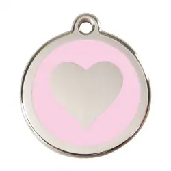 Placa identificativa Acero Inoxidable Esmalte Corazón Rosa para perros