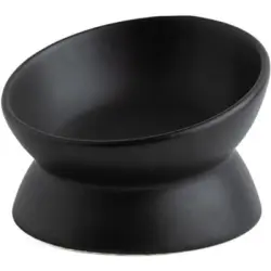 UAMLY Comedero de cerámica elevado e inclinado para gatos - negro