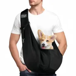 ZooVenture Bolsa de transporte ajustable para perros y gatos hasta 7,5 kg - Negro