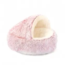 FurryFusion Cama para gatos semicerrada - Blanco-rosa