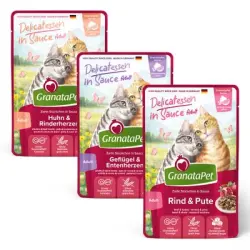 GranataPet Delicatessen en salsa 12 x 100 g - Mix de ave (3 variedades)