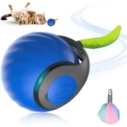 Pawffee Pelota 5cm para gatos con cola de peluche, juguete interior azul - 1 pieza