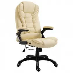 VidaXL Silla de Oficina de Cuero Sintético Crema
