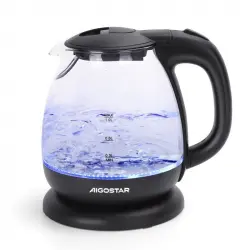 Aigostar Elfin 30IAX Hervidor de Agua Eléctrico 1L 2200W Negro