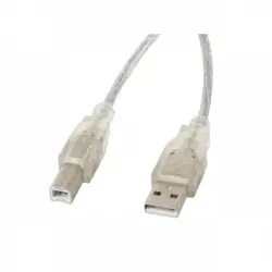 Lanberg Cable USB-A 2.0 a USB-B Macho/Macho con Ferrita 1.8m Transparente