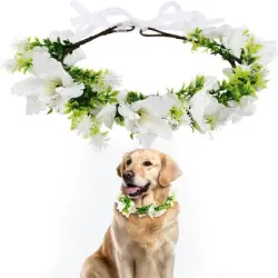 MCBOSON collar de flores de boda para perros - 1 pieza