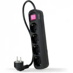 Nanocable Regleta con Protección 4 Tomas Schuko 1.4m Negra
