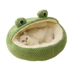FurryFusion Cama para gatos semicerrada con forma de rana - M: 50*50 cm