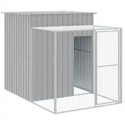 Gallinero Con Corral Acero Galvanizado Gris Claro 165x251x181cm Vidaxl