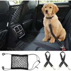 HausPets Juego 2 cinturones seguridad perros coche + red (5085 cm) - Artículo 1