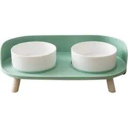 UAMLY cuenco doble de cerámica para gatos - Verde