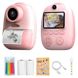 Kinsi D10 Cámara Instantánea Compacta 2 En 1 para Niños y Niñas Rosa