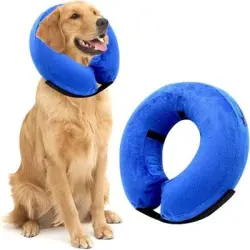 MCBOSON Collar inflable ajustable hecho de felpa y PVC. - Circunferencia del cuello: 38-50 cm