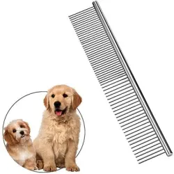 Pawffee Peine para mascotas, acero inoxidable, 19 cm, plateado - 1 pieza