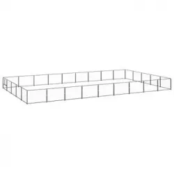 Perrera Exterior | Jaula Para Perro | Parque Para Mascotas Acero 45 M² Negra Cfw783670