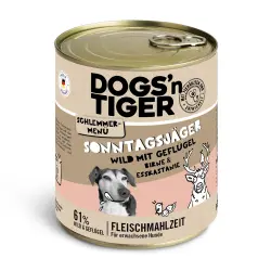 Dogs'n Tiger menú gourmet para perros 6 x 800 g - Caza con aves, pera, mijo y castaña