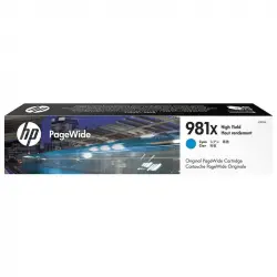 HP 981X Cartucho Tinta PageWide Alto Rendimiento Original Cian