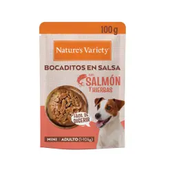 Nature's Variety Bocaditos Salmón Sobre en Salsa para perros adultos mini - 100 gr