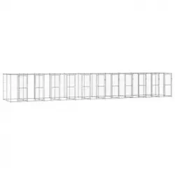 Perrera De Exterior | Jaula Para Perro | Parque Para Mascotas De Acero Galvanizado Con Techo 26,62 M² Cfw783979