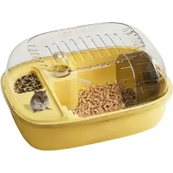 ZooVenture Jaula para hámster de ABS - Transparente, silenciosa y ventilada - AMARILLO