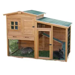 Conejera Kerbl Pet Fortuna con recinto exterior para animales pequeños - 160 x 80 x 117 cm (L x An x Al) (2 paquetes*)