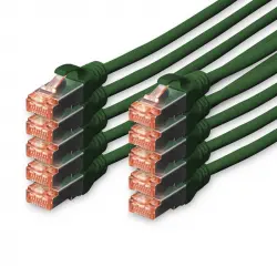 Digitus 10x Cable de Red Cat6 S/FTP S-STP 0.25 m Verde