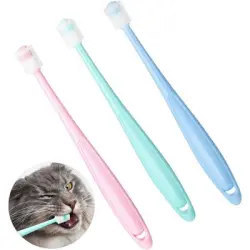HausPets Juego 3 cepillos dientes perros gatos, silicona suave, mango 360° - Artículo 1