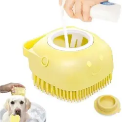 Pawffee Cepillo de baño 2 en 1 perros gatos - Depósito champú integrado - 1 pieza