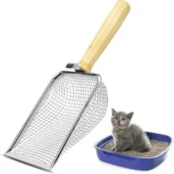 HausPets Pala metálica para arena de gatos con mango de madera de 5 mm - Artículo 1