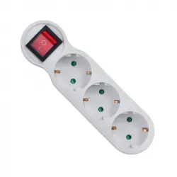 Klack Regleta de 3 Enchufes con Interruptor y Toma de Tierra 16A Máx. 3680W Blanca