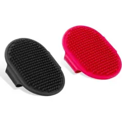 Pawffee 2 cepillos de silicona rojo/negro para baño y masaje de mascotas - 1 pieza