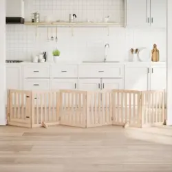 Puerta Para Perros Plegable 6 Paneles Madera De Álamo 300 Cm