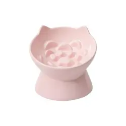 UAMLY Comedero de cerámica elevado para gatos de alimentación lenta - Rosa