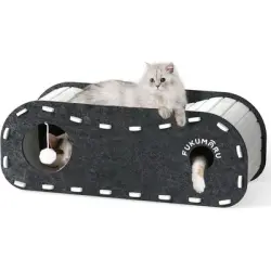 HausPets Cueva Gato Extra Grande 80cm, Cama Superior + Guarida 4 Agujeros - 80cm