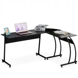 HomCom Mesa Escritorio en Forma L 112.5x152x74 cm Negra