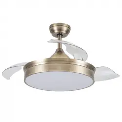Iluminashop 350446 Ventilador de Techo LED con Mando a Distancia Y Palas Retractiles 48W Dorado